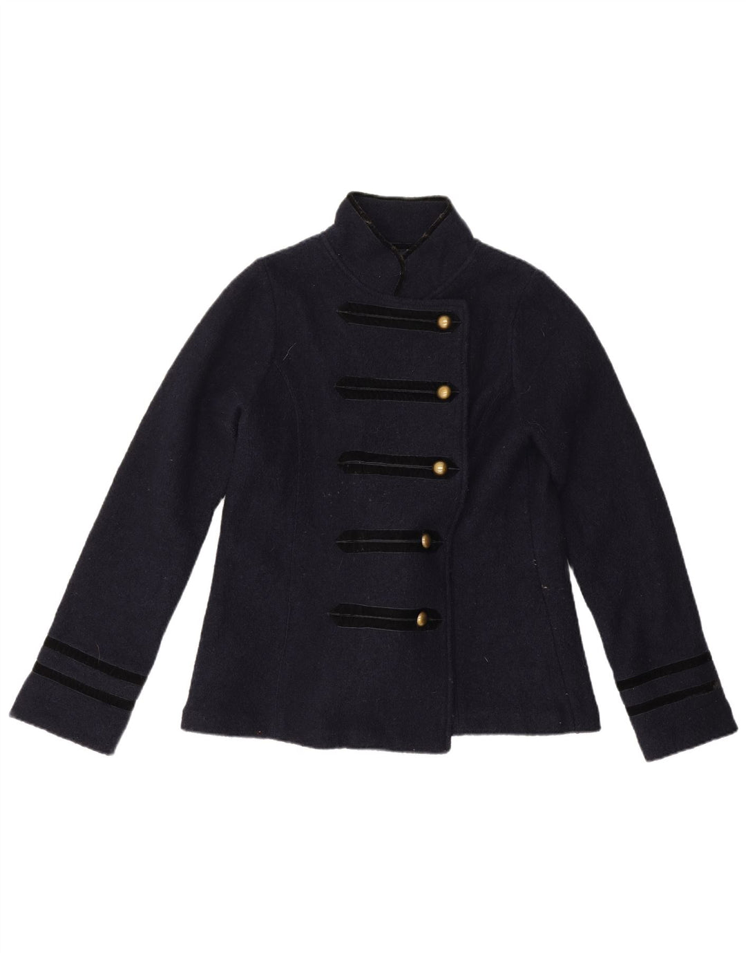 Blazer pentru femei Zara, cu 5 nasturi, UK 16, mare, lână bleumarin