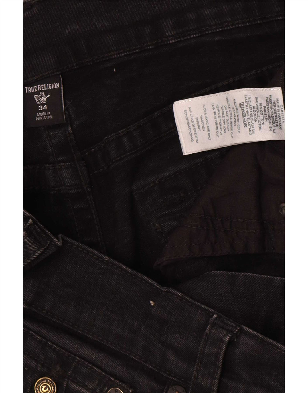 True Religion Blugi slim pentru bărbați W34 L31 bumbac negru