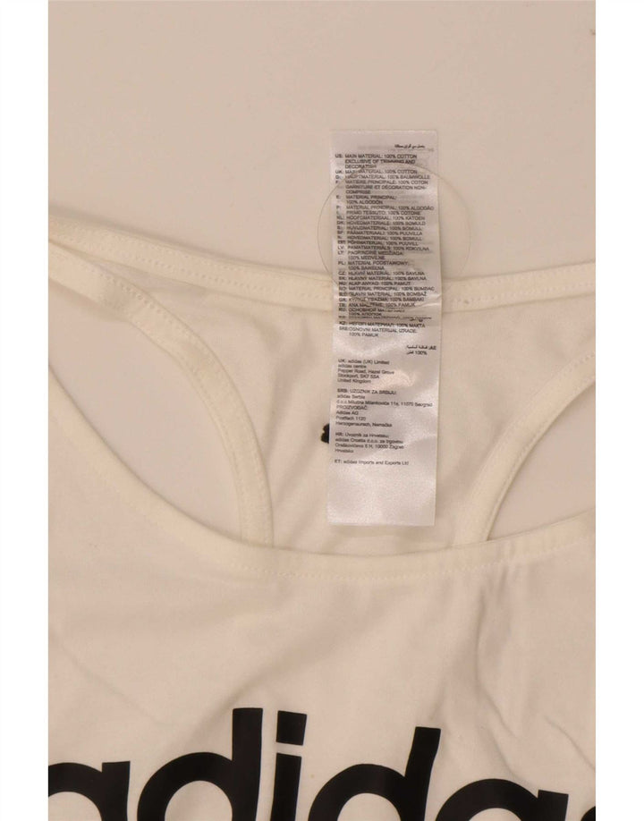Vesta grafică pentru femei Adidas UK 12/14 Bumbac alb mediu