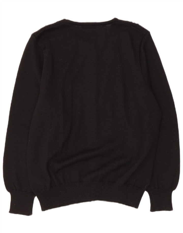 Pulover Cardigan Vintage pentru Damă UK 14 Medium Negru Lână virgină