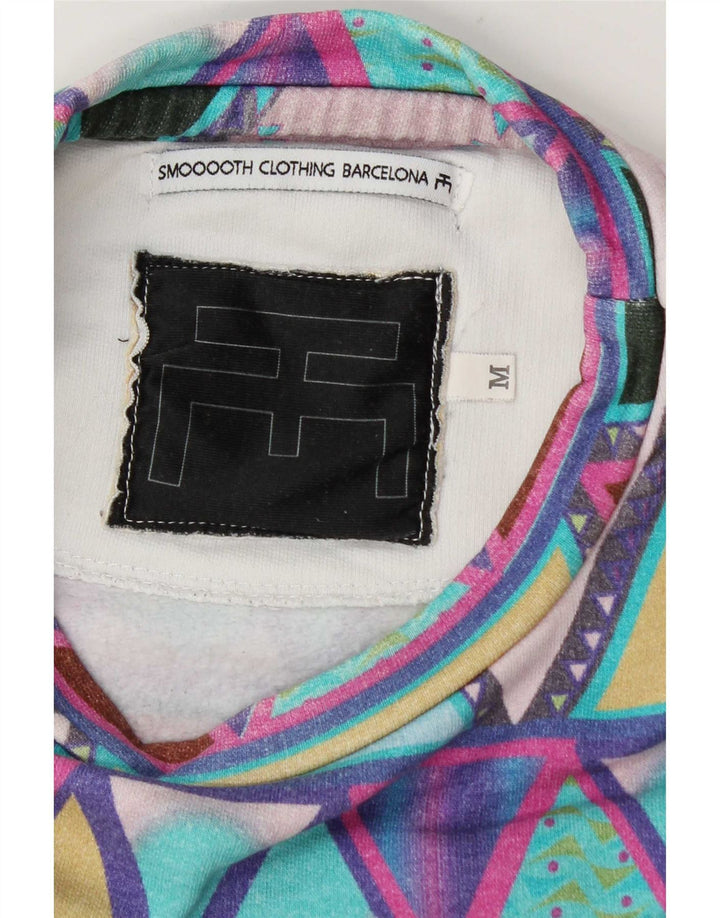 Pulover de hanorac vintage pentru femei UK 14 Medium Multicolor Geometric