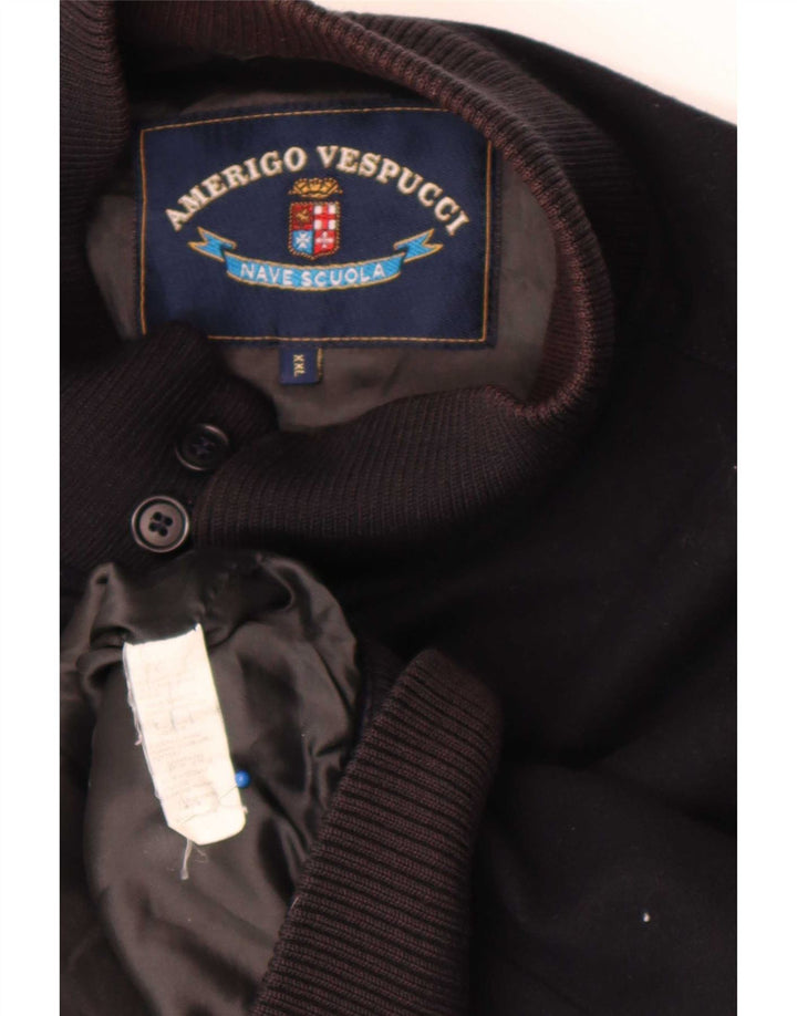 Amerigo Vespucci Bomber Jacket pentru bărbați UK 44 2XL Lână neagră