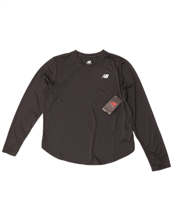 Top pentru femei New Balance cu mânecă lungă UK 16, mare, negru, poliester