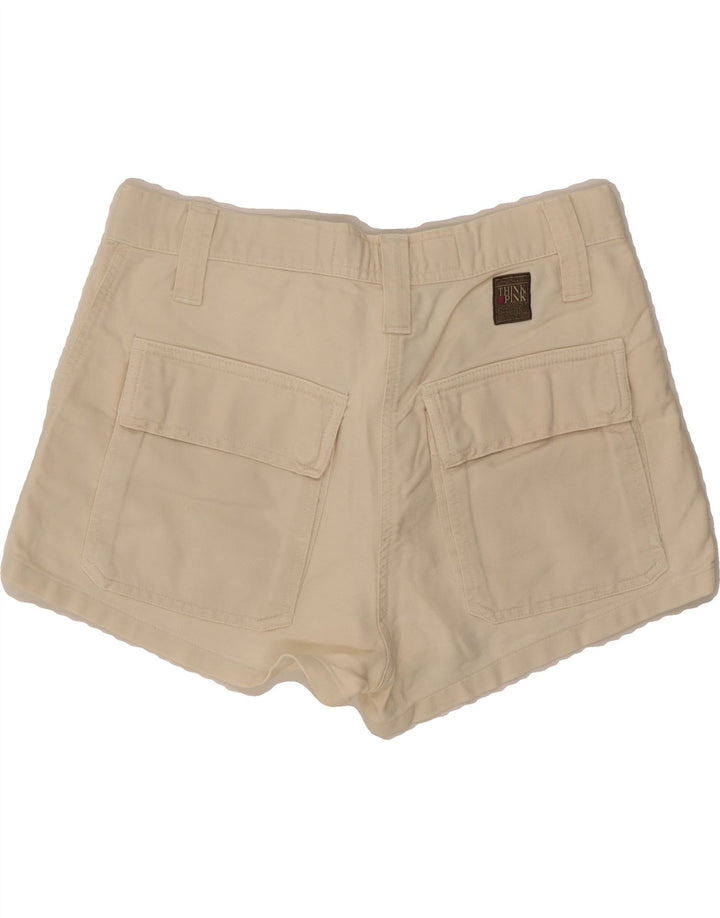 THINK PINK Womens Hot Pants UK 10 Small W26 Beige Cotton Vintage Think Pink and Second-Hand Think Pink from Messina Hembry 
