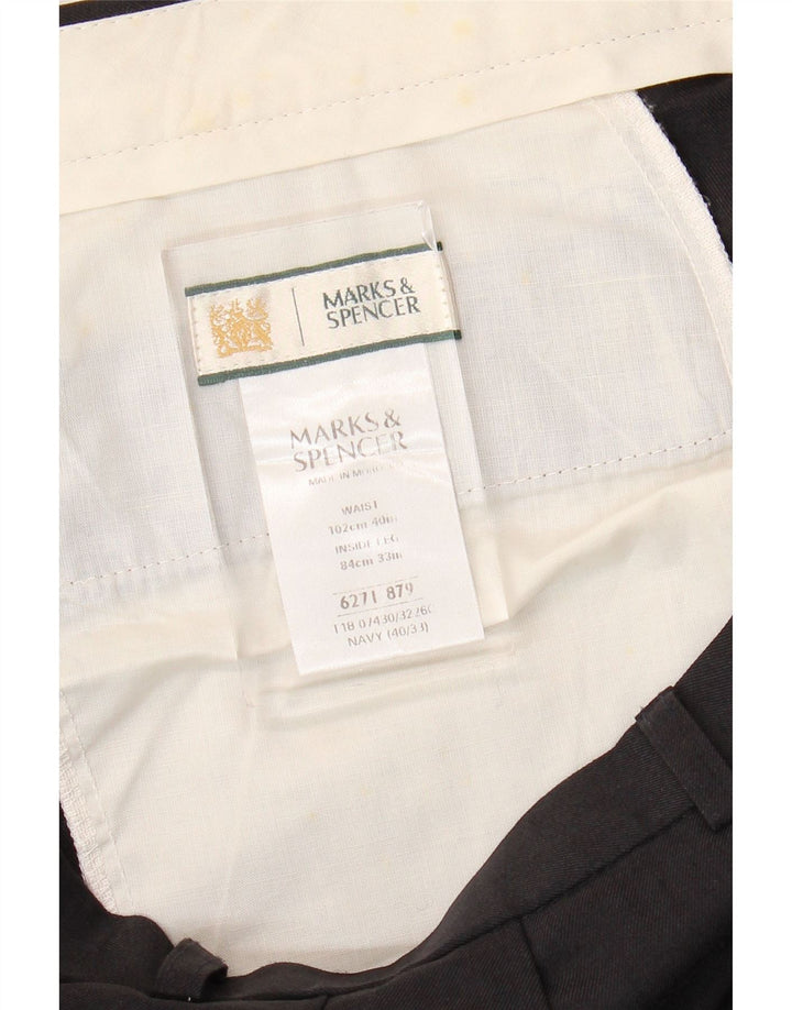 Pantaloni de costum pentru bărbați Marks & Spencer L40 L33 bleumarin poliester