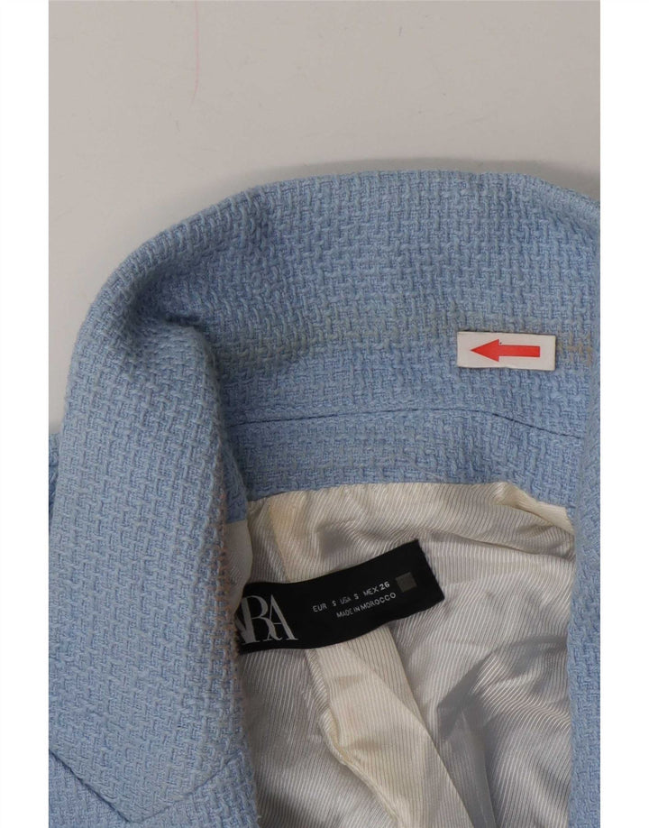 Jachetă Blazer pentru femei Zara UK 10 mic, albastru, bumbac