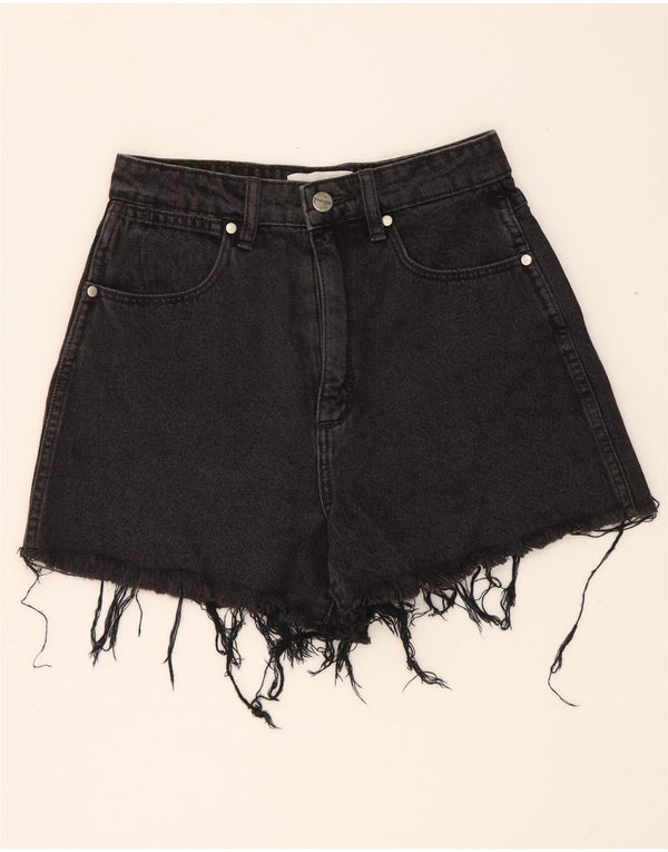 Pantaloni scurți din denim Wrangler pentru femei cu talie înaltă US 7 Medium W24 bumbac negru