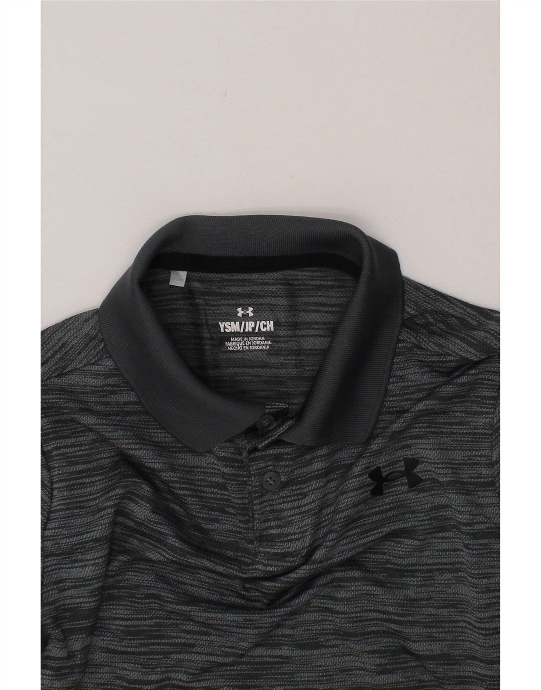 UNDER ARMOUR Boys Polo Shirt 7-8 Years Small Grey Flecked Polyester Vintage Under Armour and Second-Hand Under Armour from Messina Hembry 
