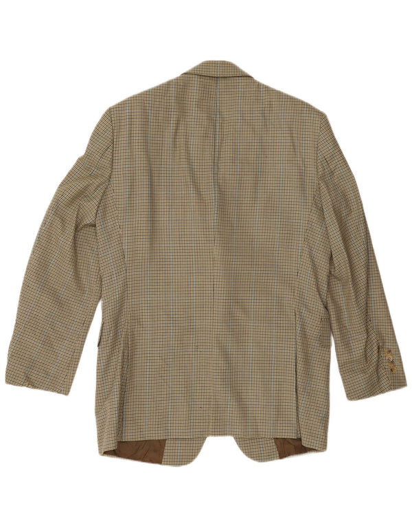 Burberry Mens Blazer Jacket EU 48 Medium Yellow Houndstooth Virgin Wool