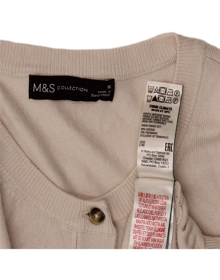 Pulover cardigan pentru femei Marks & Spencer UK 16 mare, bej, viscoză