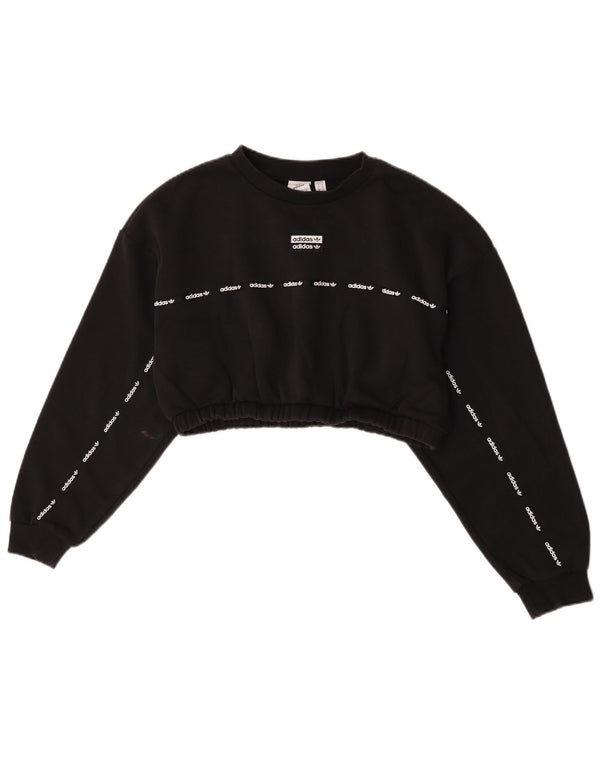 Pulover adidas Crop Graphic pentru femei UK 16, mare, negru, bumbac