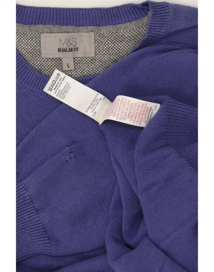 Pulover pentru bărbați Marks & Spencer, cu formă obișnuită, cu gât crew, mare, violet