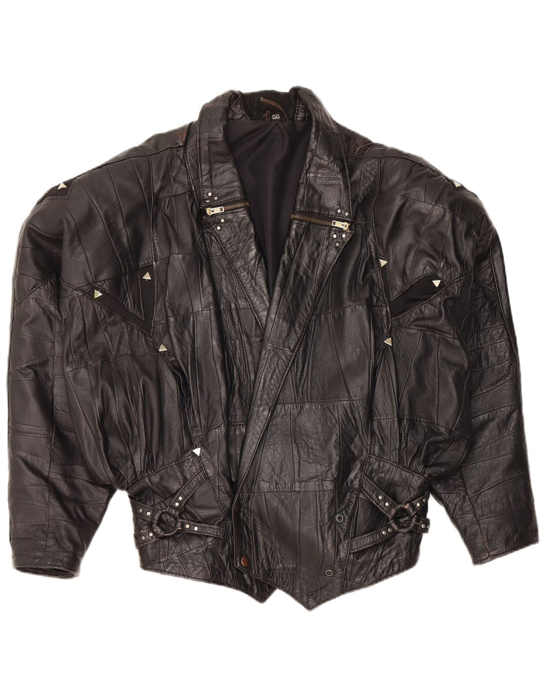 Jachetă Bomber din piele vintage pentru femei UK 12 Piele neagră medie