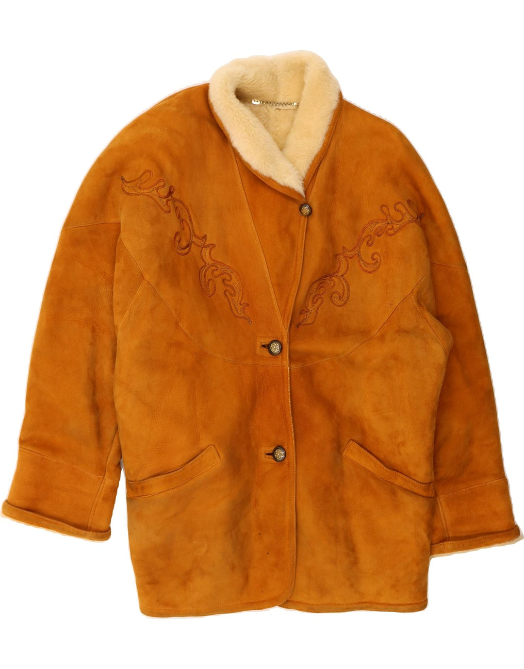 CONBIPEL Womens Oversized Shearling Coat IT 44 Medium Brown Paisley Vintage Conbipel and Second-Hand Conbipel from Messina Hembry 