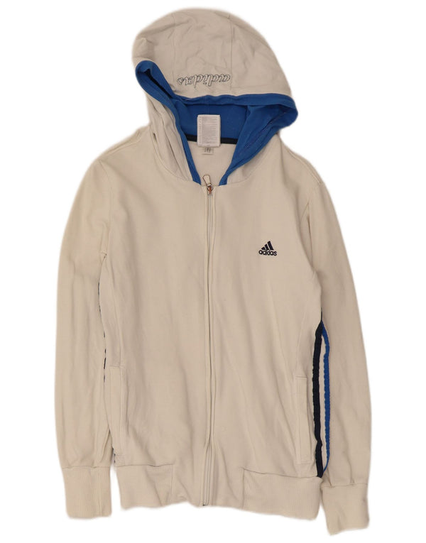 Pulover Adidas Graphic Zip pentru femei UK 12 Medium White Colorblock