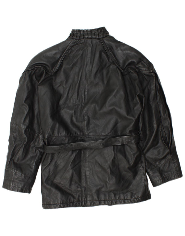 Jachetă de piele vintage pentru femei UK 12 Medium Black