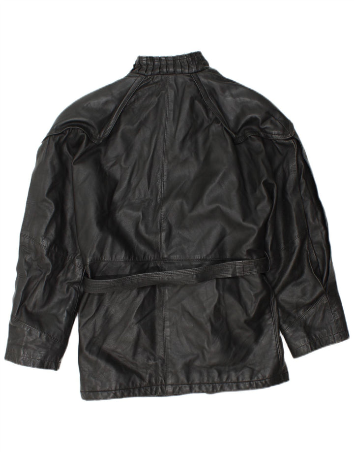 Jachetă de piele vintage pentru femei UK 12 Medium Black