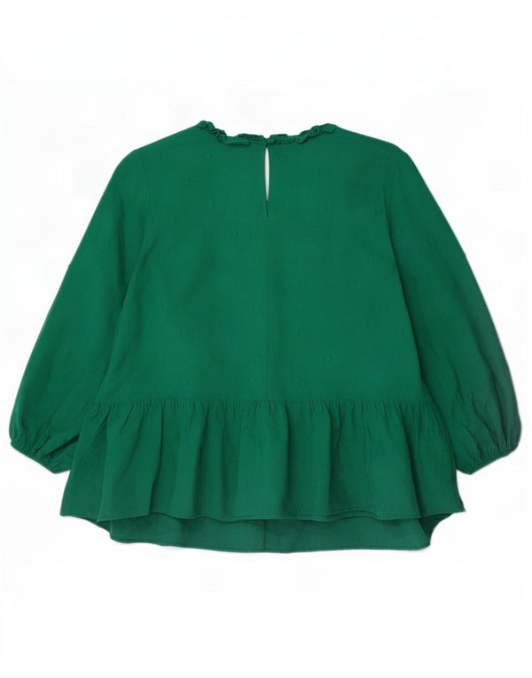 Bluză cu mânecă lungă pentru femei Zara UK 18 XL, bumbac cu pete verzi