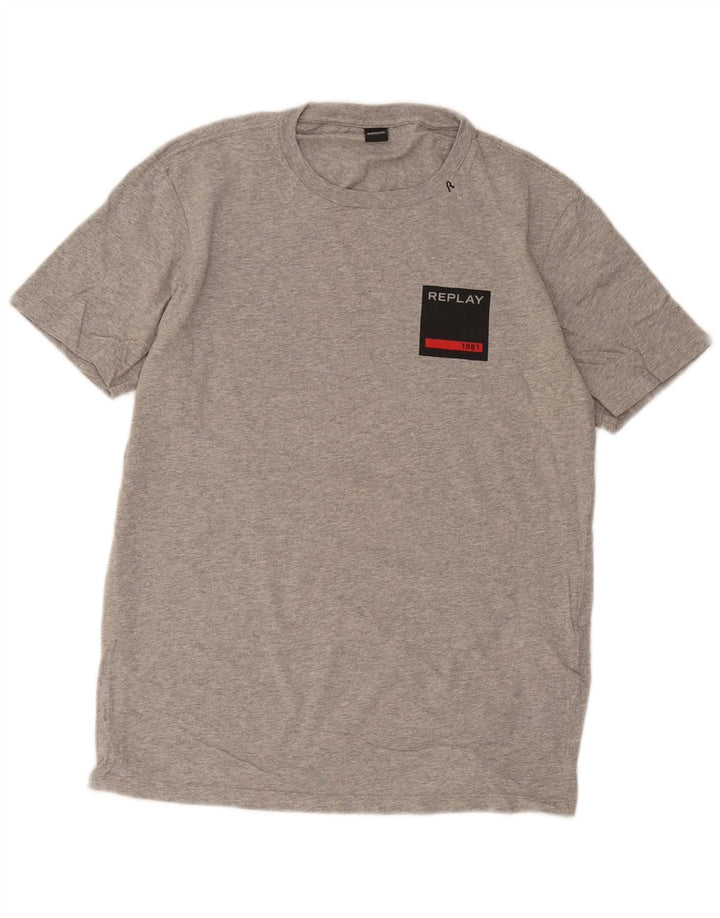 Tricou pentru bărbați Replay Top mare, gri bumbac cu pete