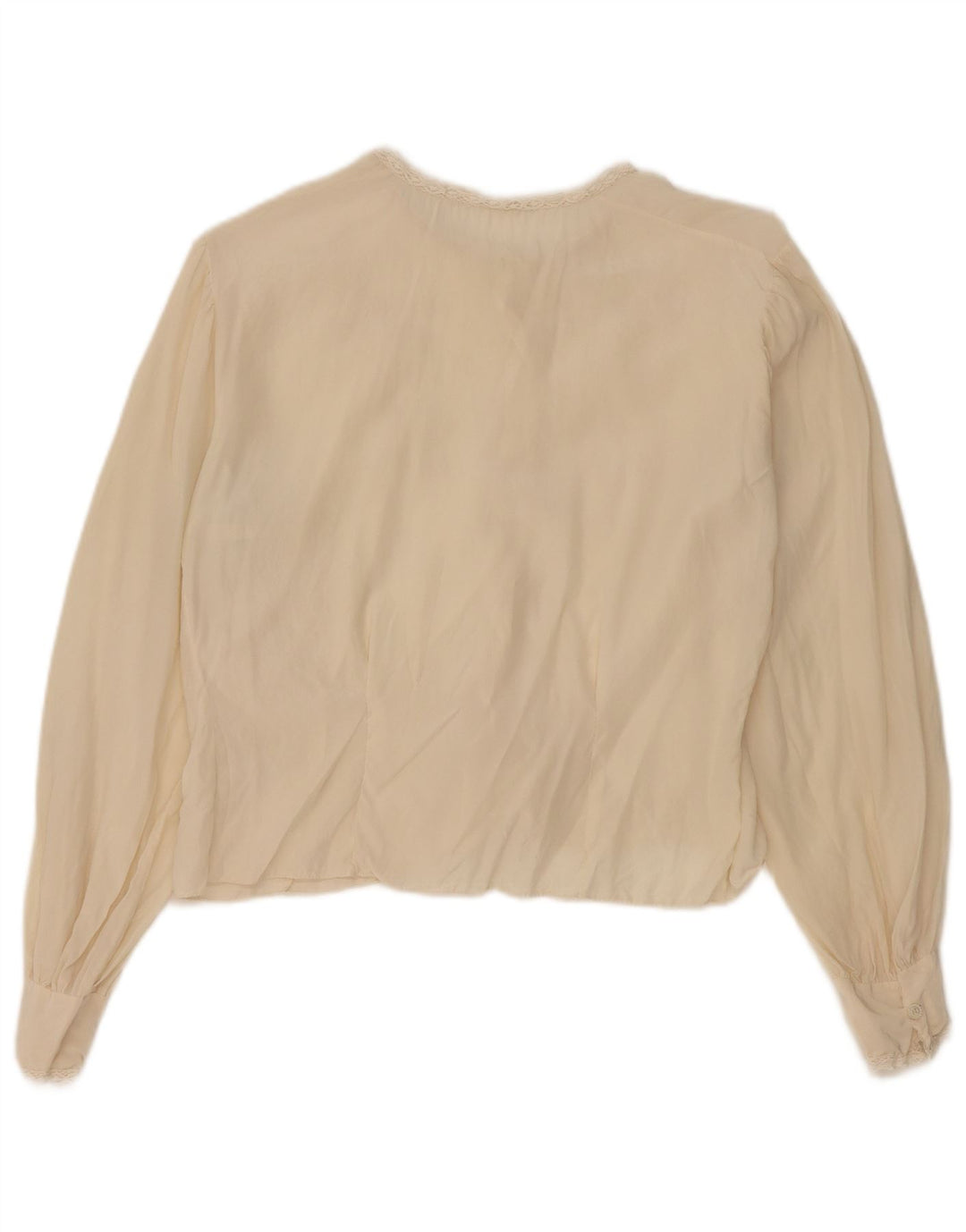 Bluză vintage pentru femei, cămașă crop UK 12 Bej mediu
