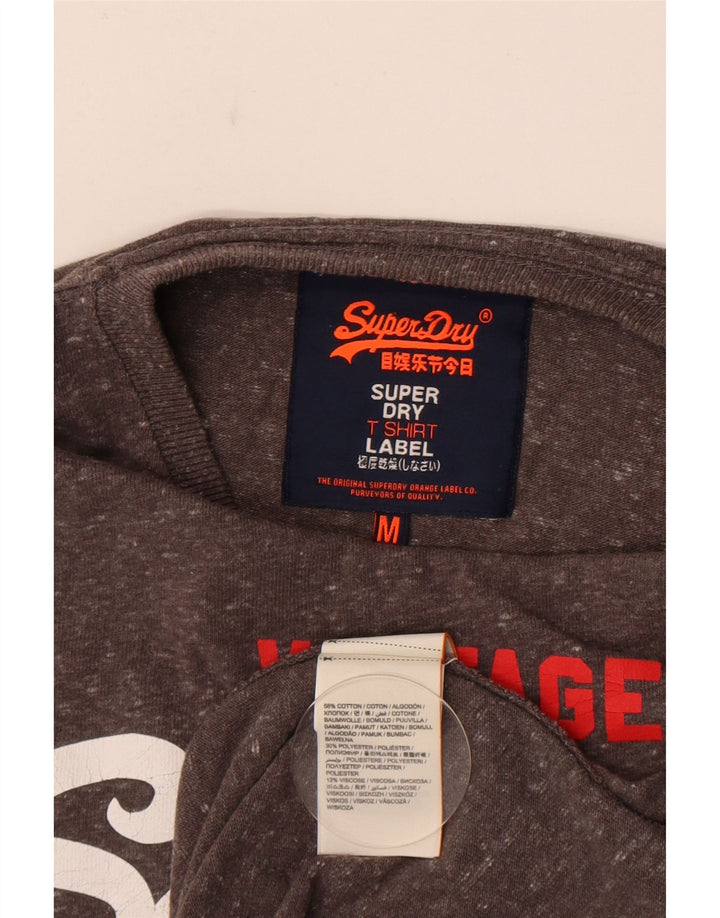 Tricou grafic pentru bărbați Superdry Top din bumbac cu pete gri mediu
