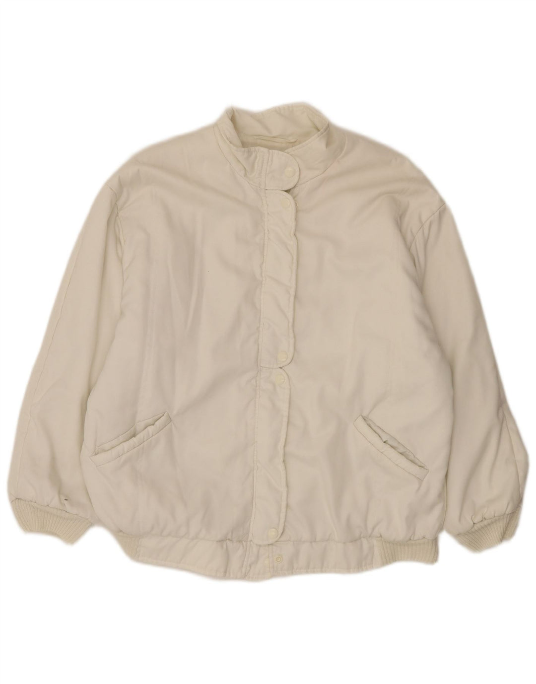 Jachetă bomber supradimensionată vintage pentru femei UK 18 XL alb