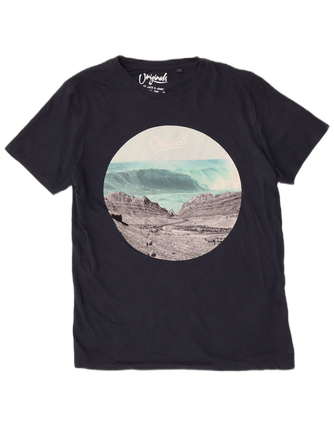 Tricou cu grafică obișnuită Jack & Jones pentru bărbați Top Mediu Bleumarin Natură