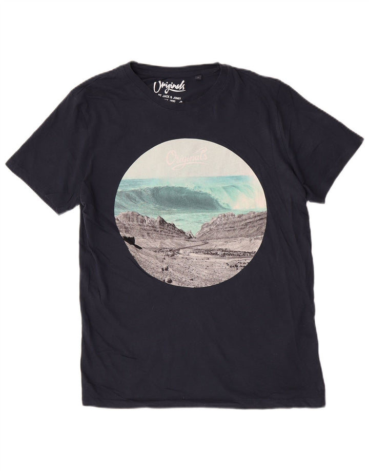 Tricou cu grafică obișnuită Jack & Jones pentru bărbați Top Mediu Bleumarin Natură