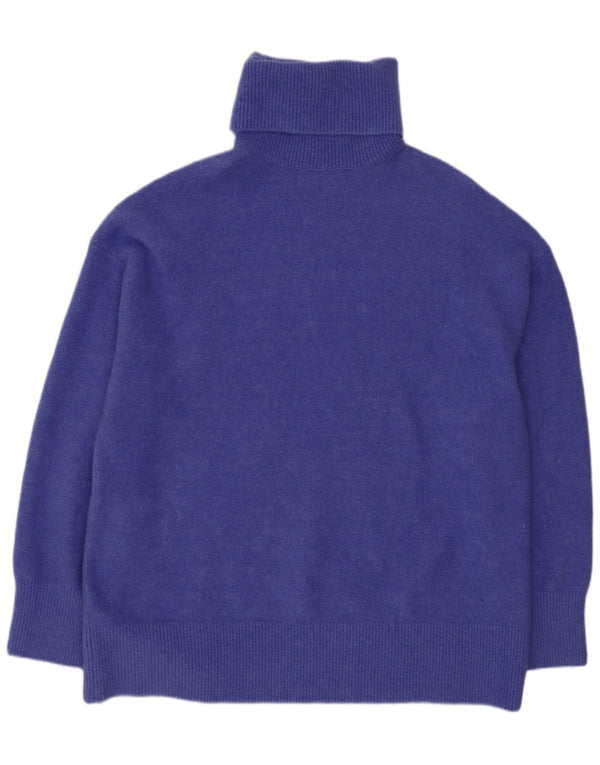 Pulover supradimensionat pentru femei Zara, cu gât rulat, UK 14, albastru mediu acrilic