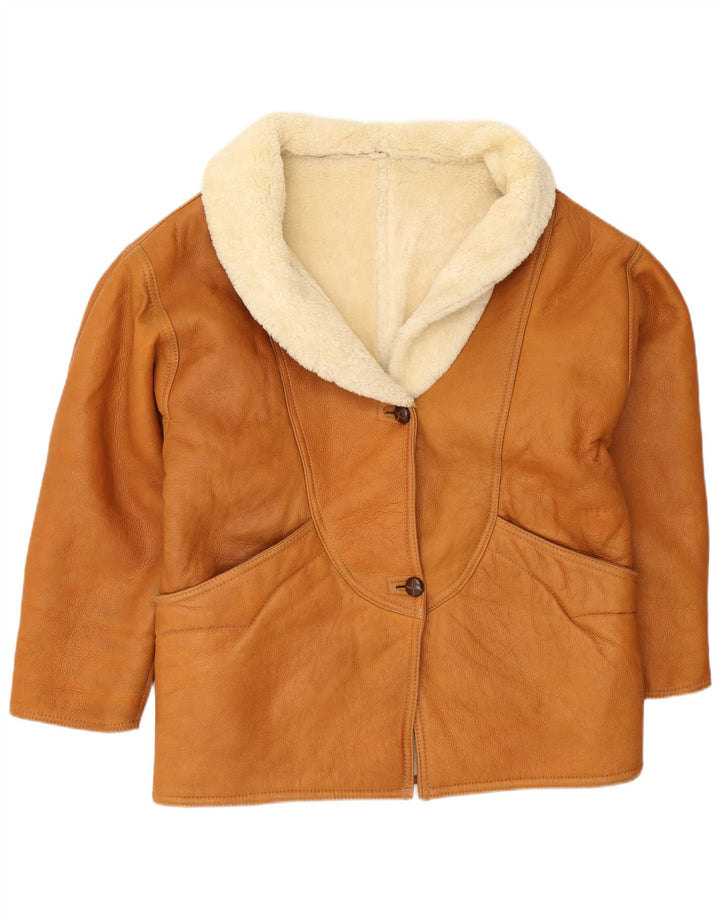 Jachetă vintage pentru femei din shearling UK 18 XL maro din shearling