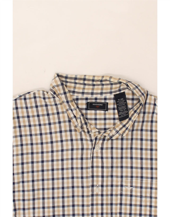 DOCKERS Mens Shirt XL Beige Check Cotton Vintage Dockers and Second-Hand Dockers from Messina Hembry 