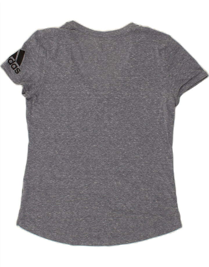 ADIDAS Womens T-Shirt Top UK 12/14 Medium Grey Flecked Vintage Adidas and Second-Hand Adidas from Messina Hembry 