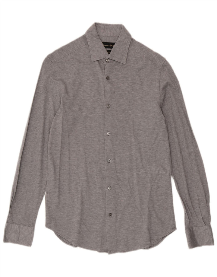 Cămașă Massimo Dutti pentru bărbați, bumbac gri mic