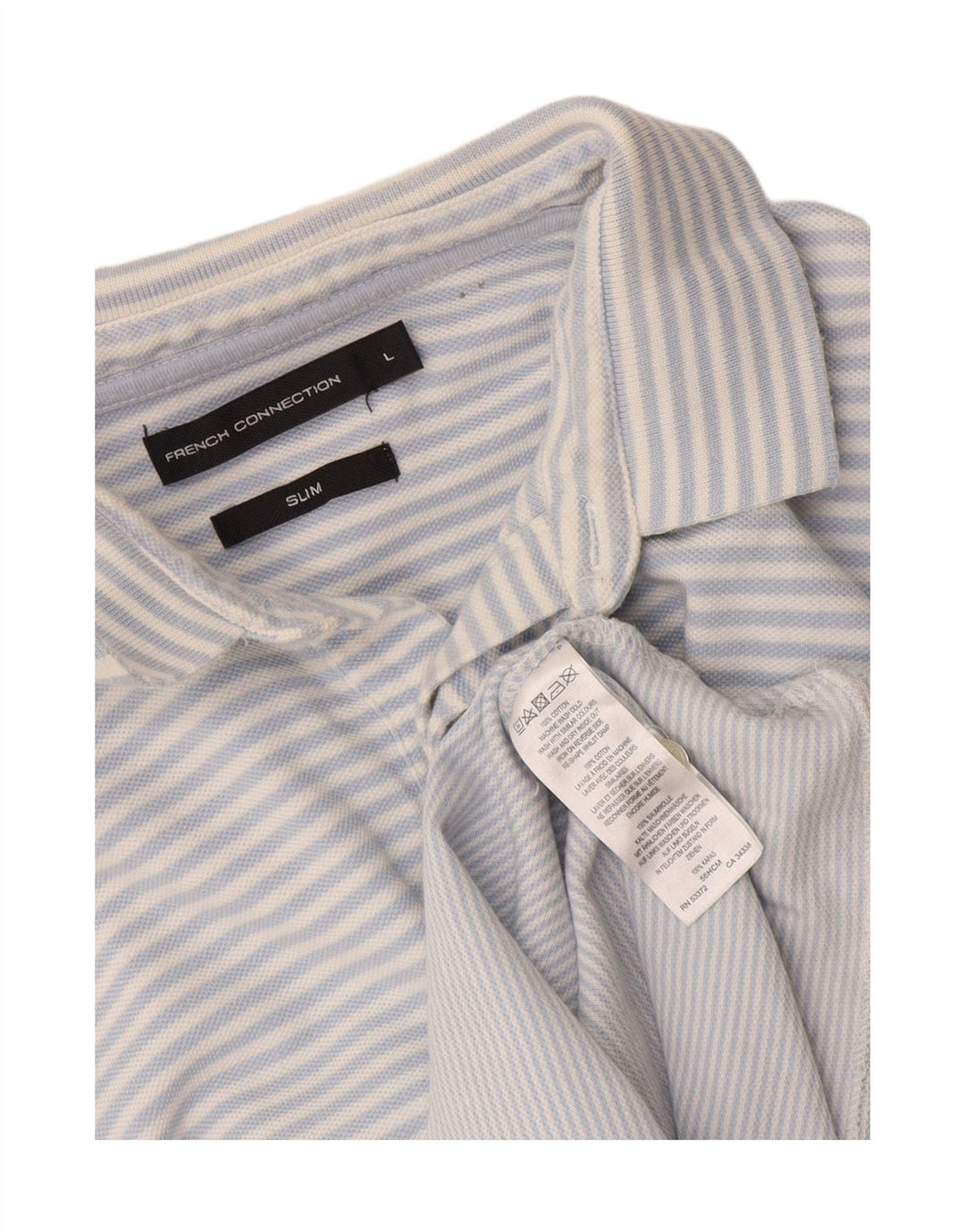 Tricou polo subțire pentru bărbați French Connection, bumbac cu dungi albastre mari