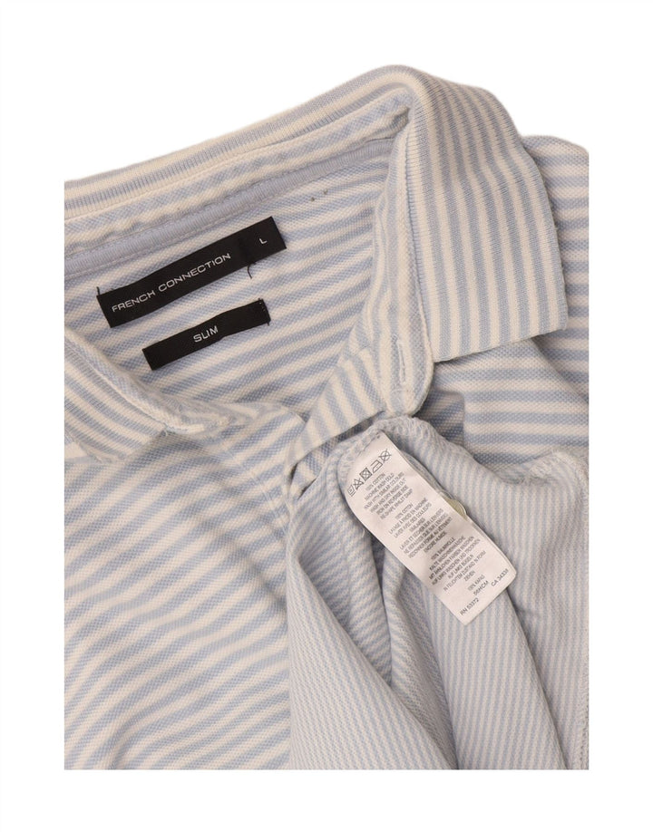 Tricou polo subțire pentru bărbați French Connection, bumbac cu dungi albastre mari