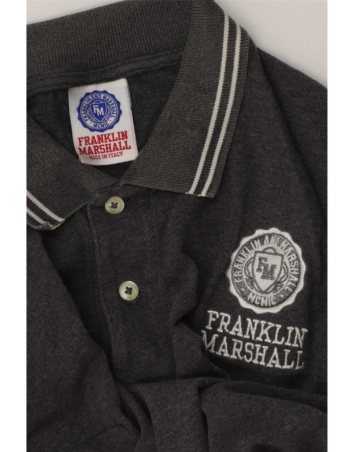 Tricou polo cu grafică pentru bărbați Franklin & Marshall, gri mediu