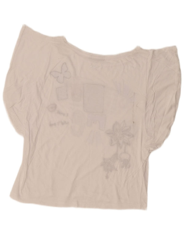 Tricou grafic supradimensionat Desigual pentru femei Top UK 10 Small White