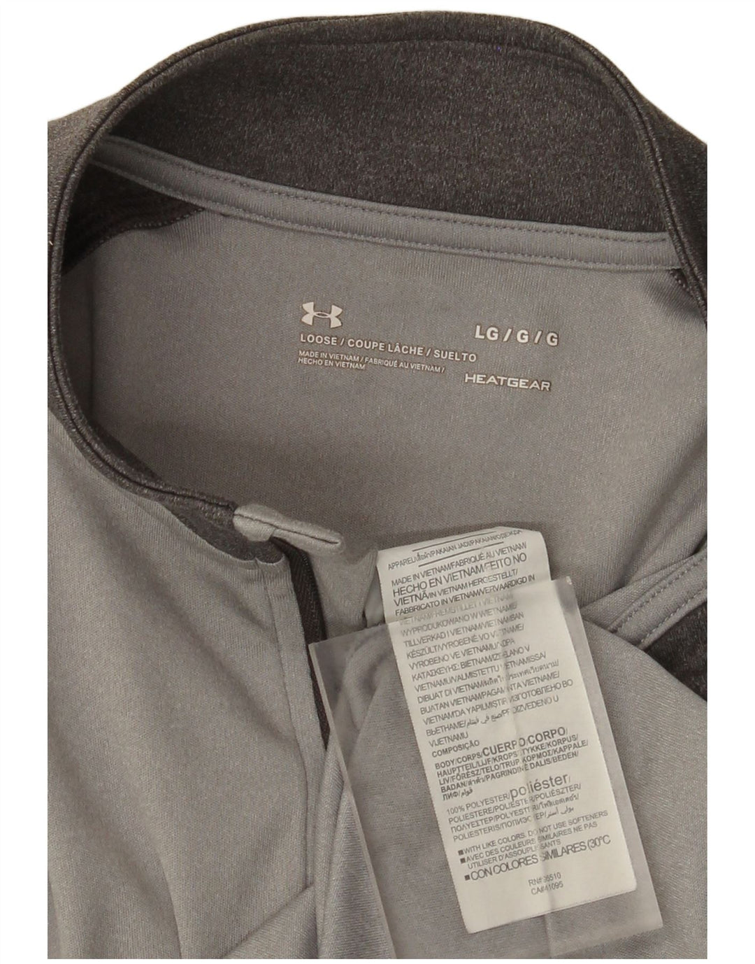 Top de trening Under Armour Heat Gear pentru bărbați, cu fermoar, cu gât, mare, gri