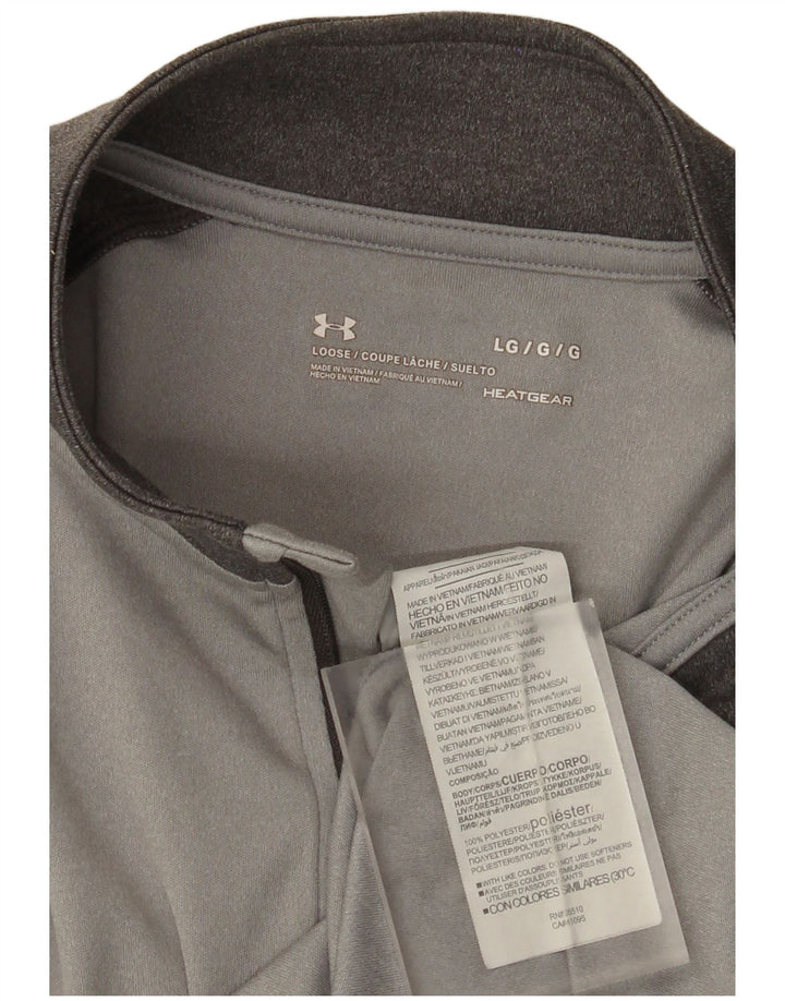 Top de trening Under Armour Heat Gear pentru bărbați, cu fermoar, cu gât, mare, gri