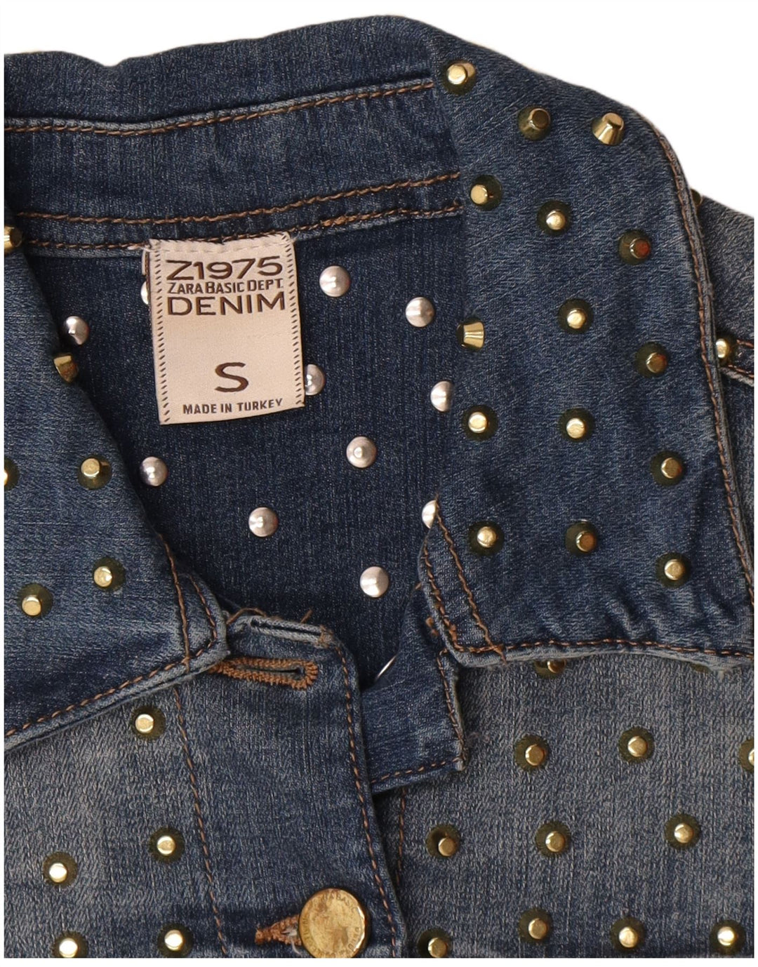 Jachetă de denim scurtă pentru femei Zara UK 10 mic, albastru, bumbac
