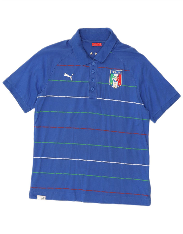 Tricou polo Puma Italia pentru bărbați, bumbac cu dungi albastre medii