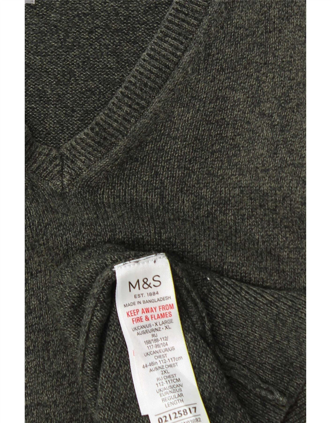 Pulover cu decolteu în V pentru bărbați Marks & Spencer, bumbac verde XL
