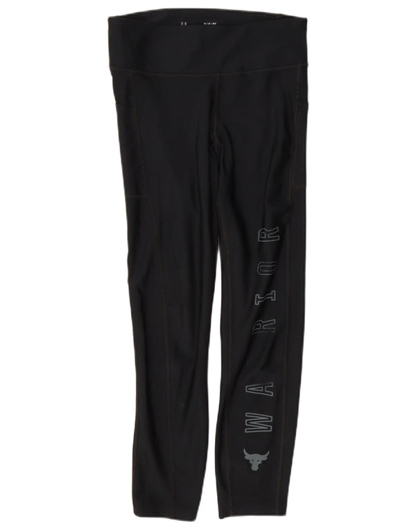 Leggings Under Armour pentru femei Heat Gear Graphic Crop UK 12 Medium Black