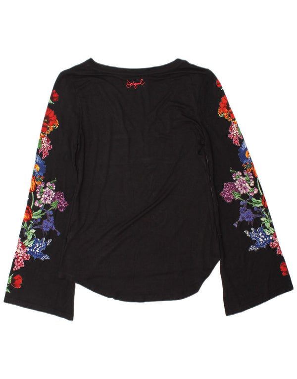 Desigual Top pentru femei cu mânecă lungă UK 10 Small Black Floral