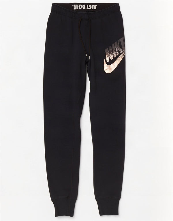 Pantaloni de trening grafic Nike pentru femei Joggeri UK 8 Bumbac negru mic