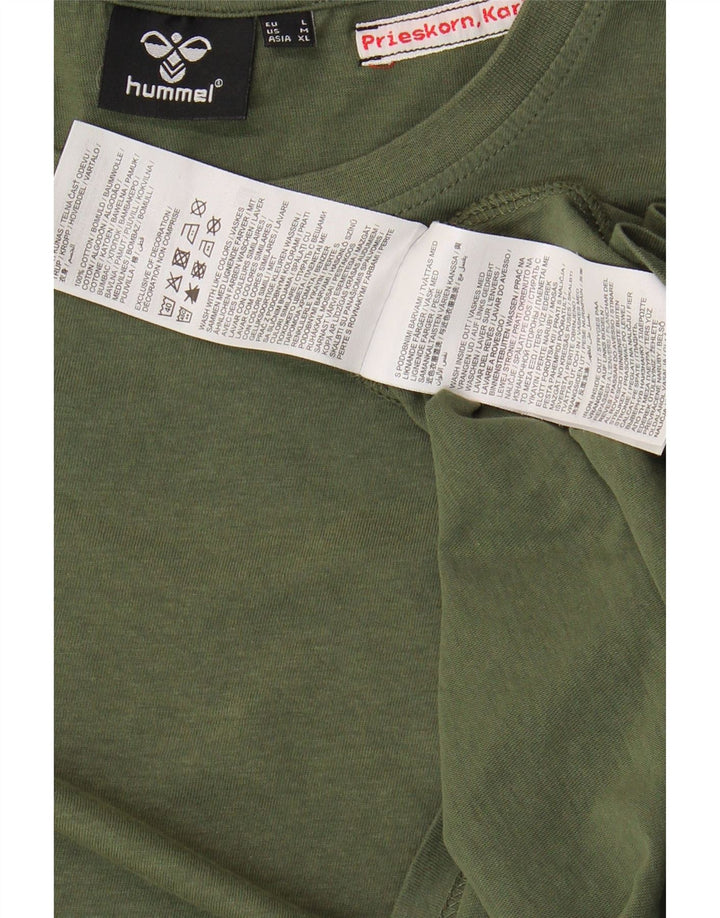 HUMMEL Mens T-Shirt Top Medium Khaki Cotton