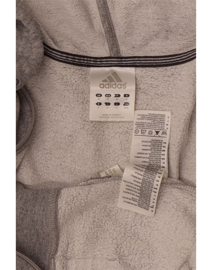 Pulover ADIDAS pentru bărbați, cu fermoar, bumbac cu pete, gri mediu