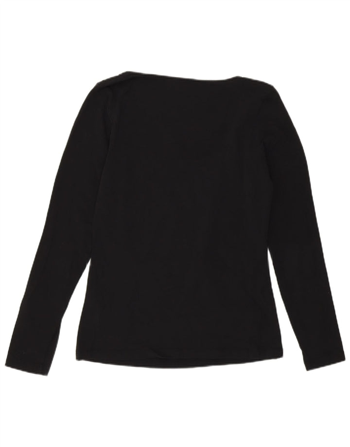 Calvin Klein Top grafic pentru femei cu mânecă lungă UK 14 bumbac mediu negru