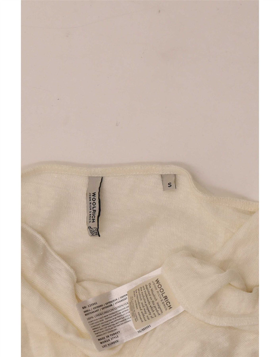 Top pentru femei Woolrich, cu mâneci 3/4, supradimensionat, cu umeri, UK 10, mic, alb