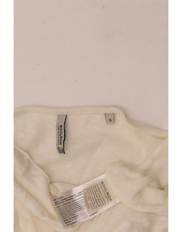 Top pentru femei Woolrich, cu mâneci 3/4, supradimensionat, cu umeri, UK 10, mic, alb